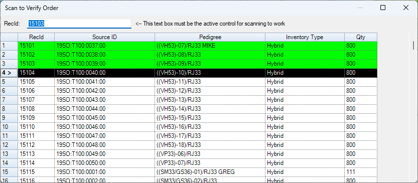 PRISM scan-to-verify workflow